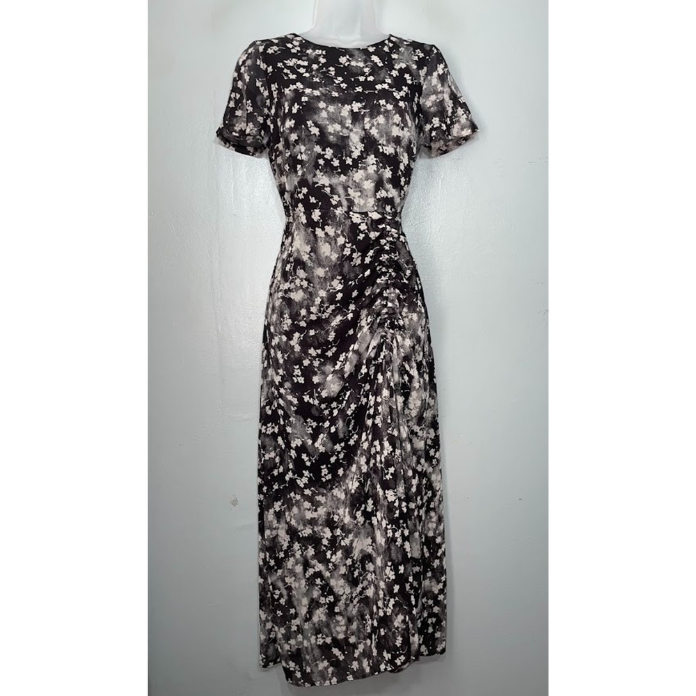 Simply Vera Wang Size XS Black Floral Chiffon Dress Whimsigoth Fairy Romantic